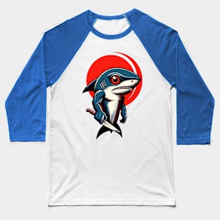 Killer shark carrying a knife Baseball T-Shirt